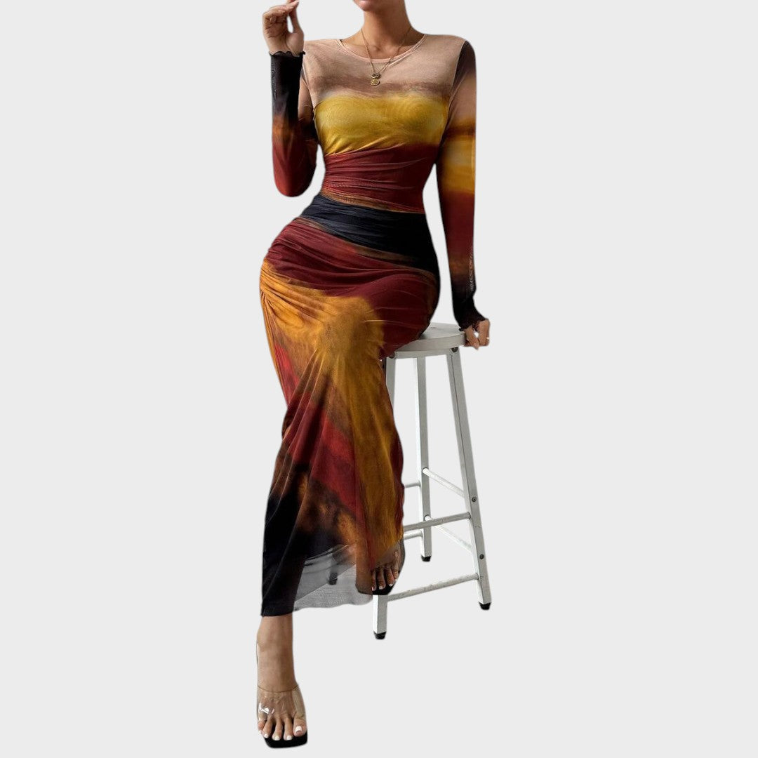 Antonija - Elegantna dolga obleka z dolgimi rokavi