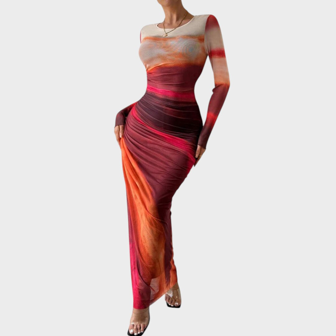 Antonija - Elegantna dolga obleka z dolgimi rokavi