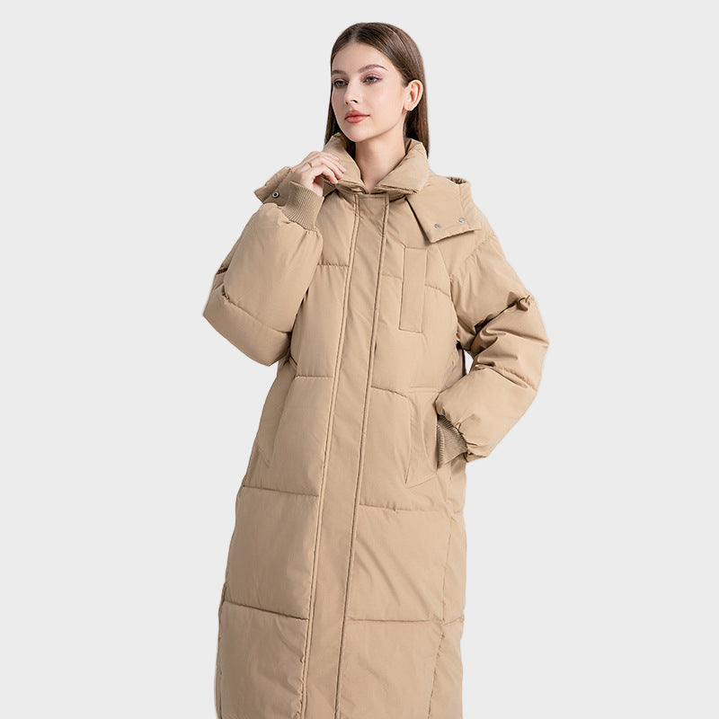 Lana - Klasičen dolg puffer plašč s kapuco