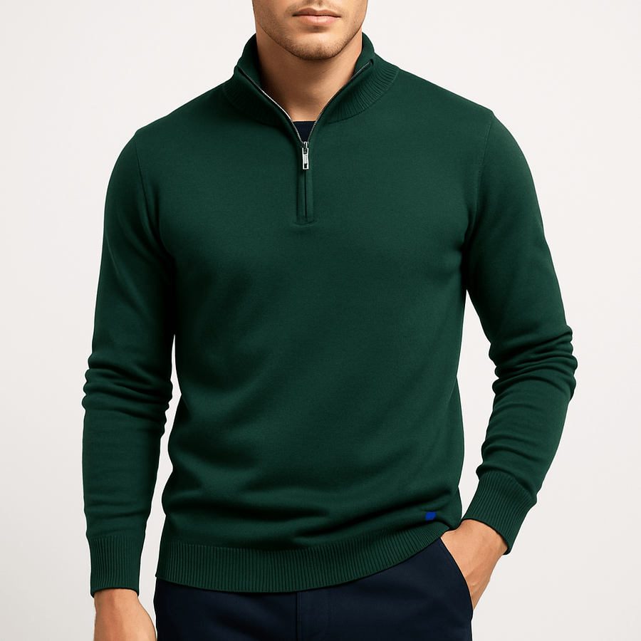 Sweater de Gola Zipper - Forma Ajustada