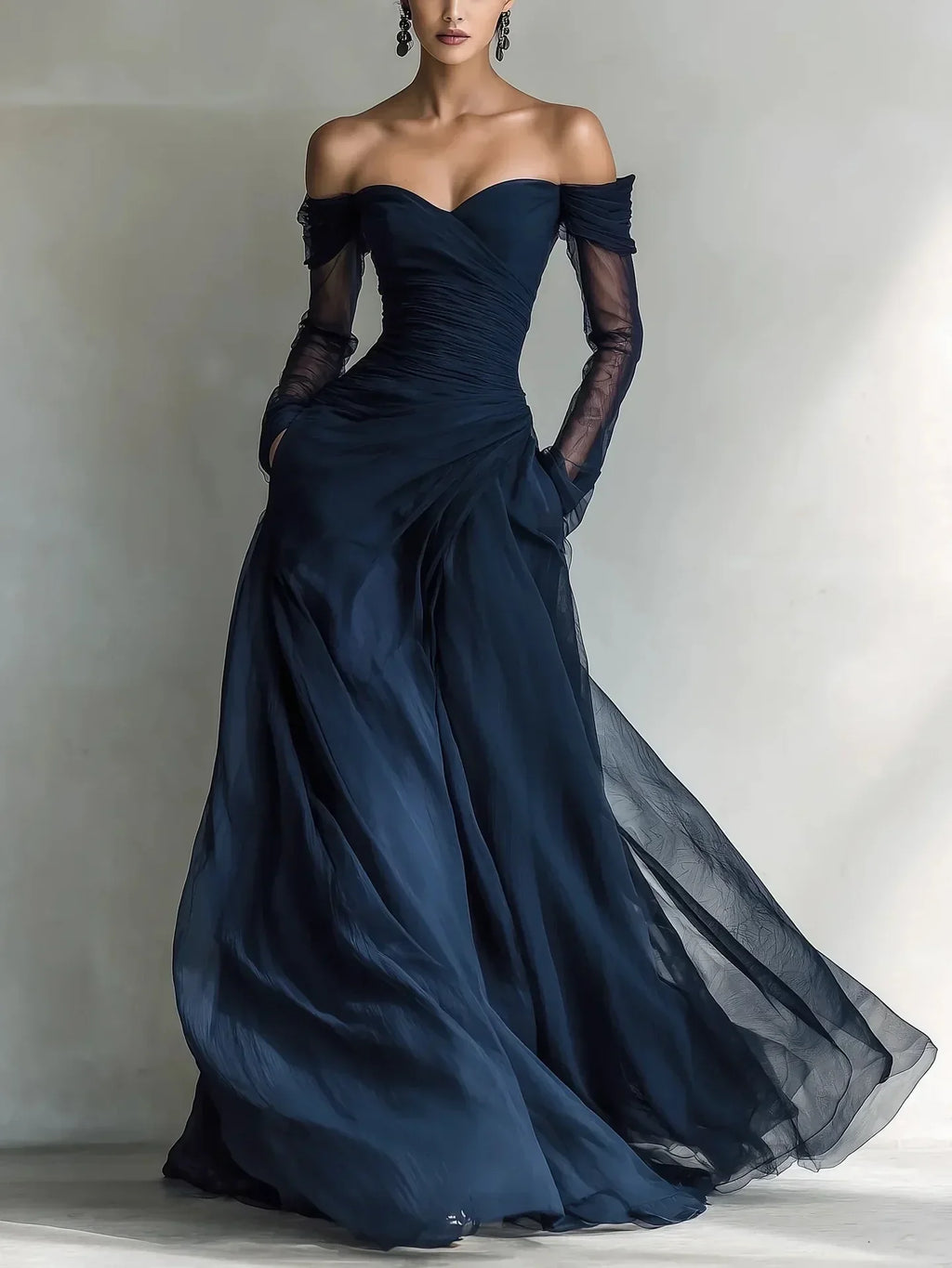 Eleonora - Vestido longo com ombros à mostra