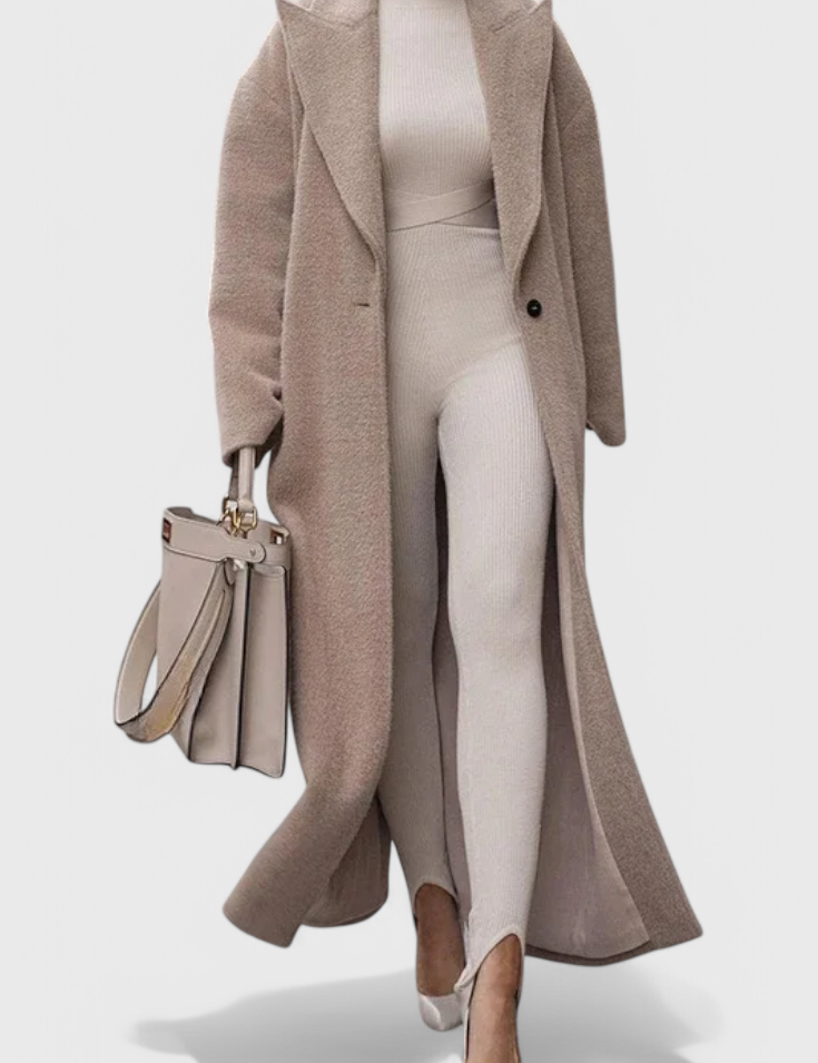 Chloe | Eleganten strukturiran plašč dolžine do tal