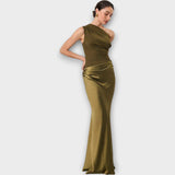 Amber Enoramenski Satin Maxi Dress