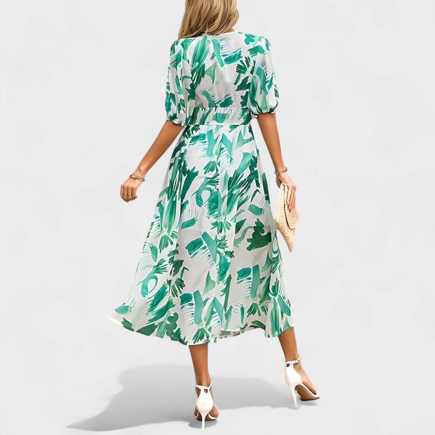 Clara – Elegantna cvetlična midi obleka