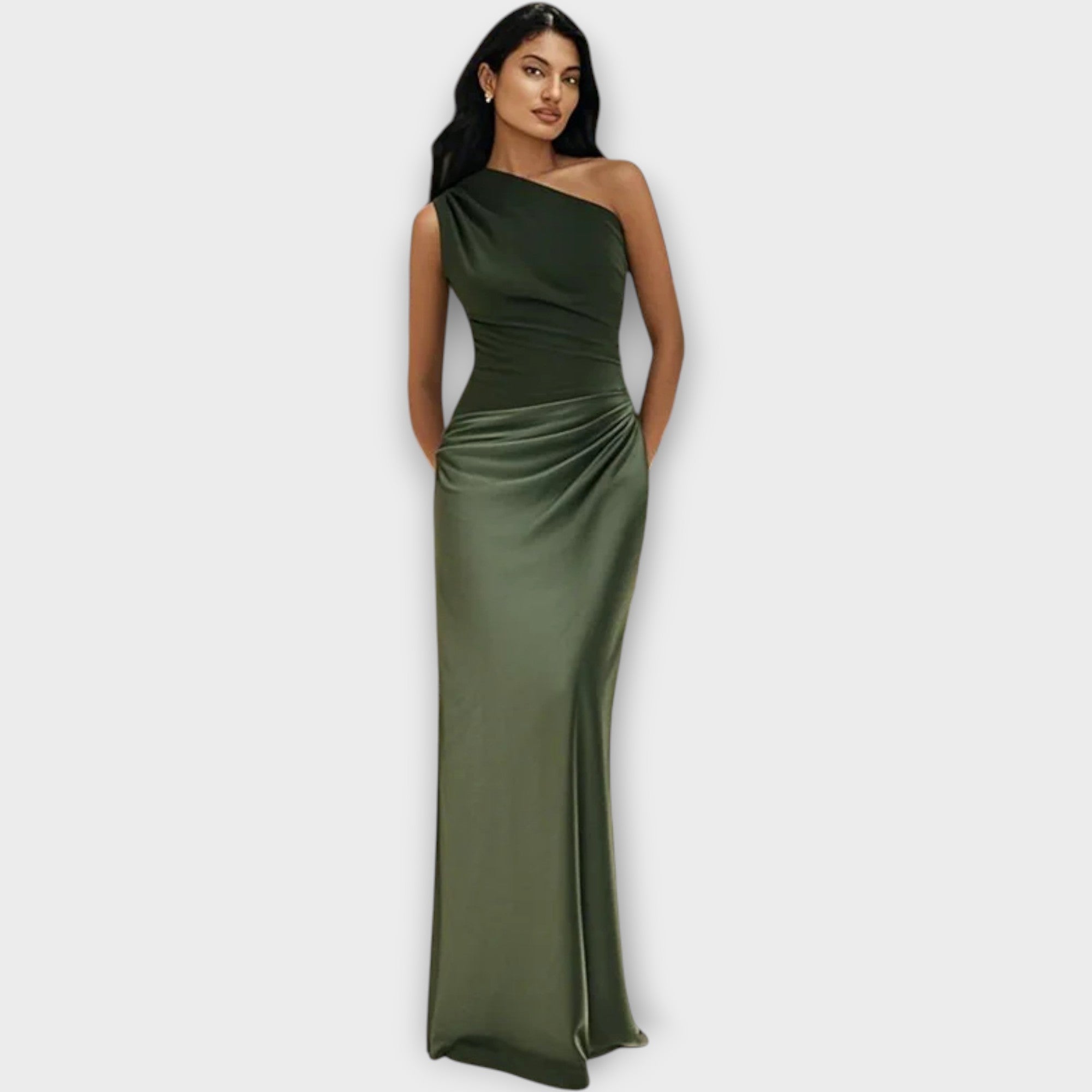 Amber Enoramenski Satin Maxi Dress