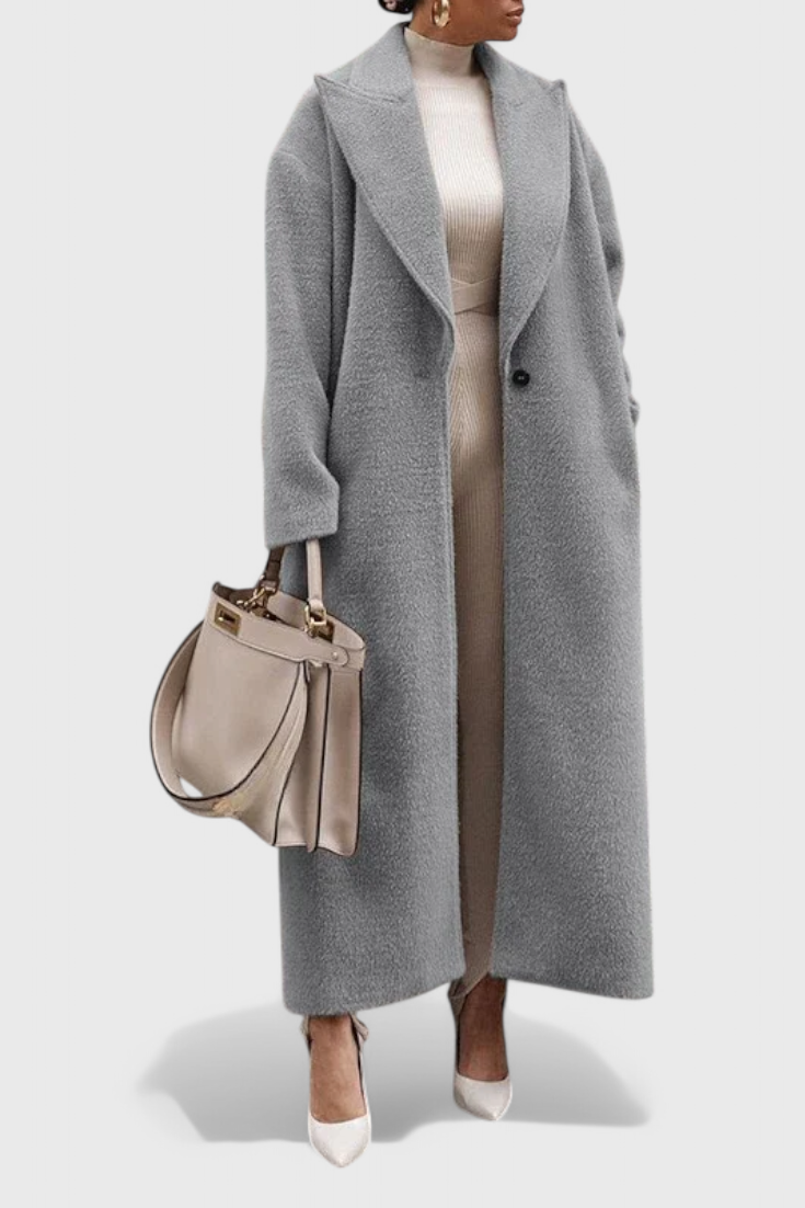 Chloe | Eleganten strukturiran plašč dolžine do tal