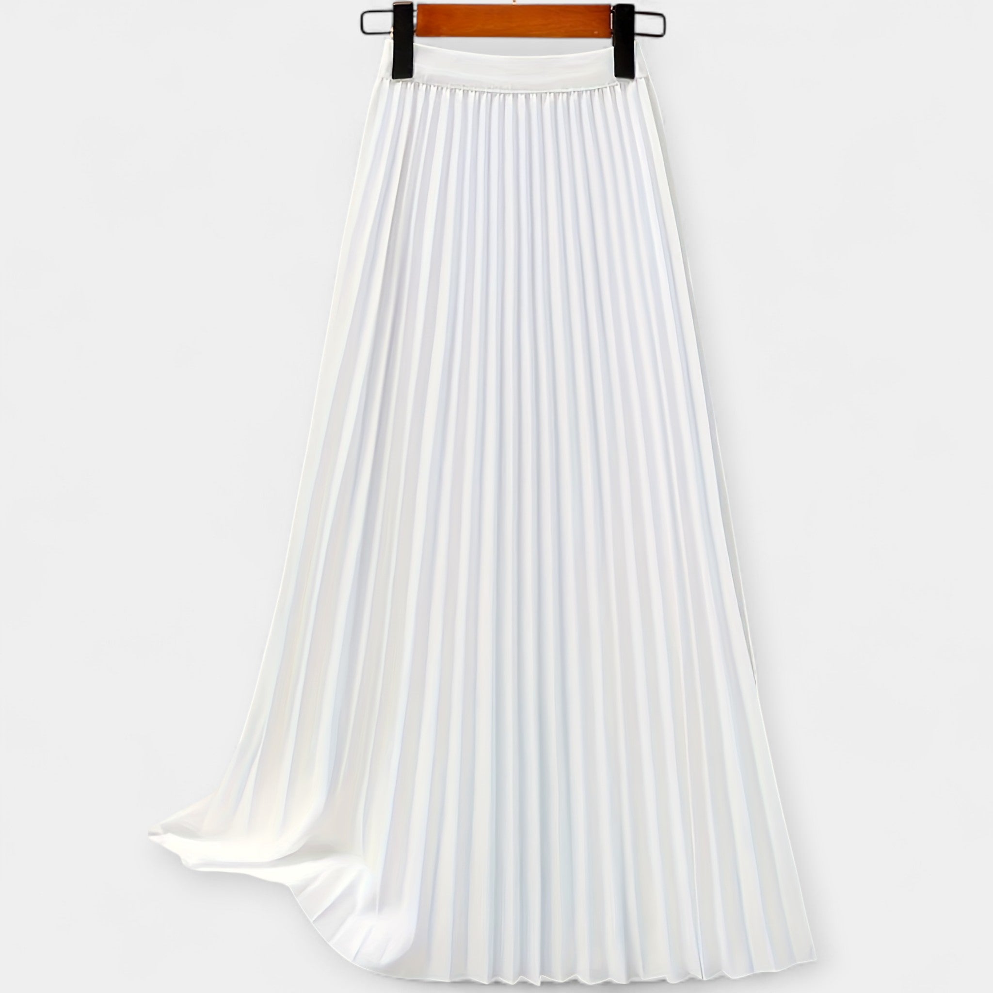 Long Pleated Satin Skirt