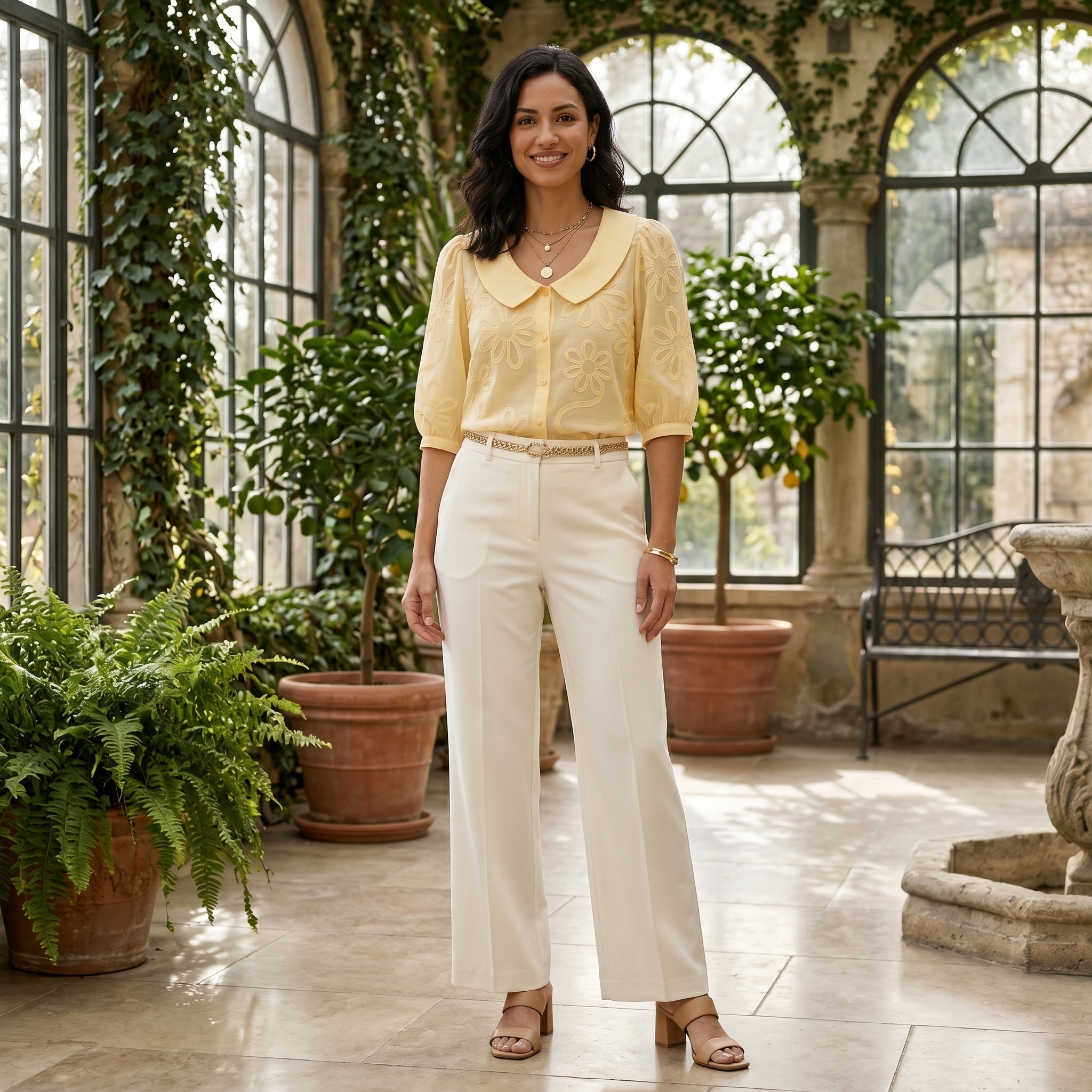 Alice - Blusa Romântica com Bordados de Margaridas
