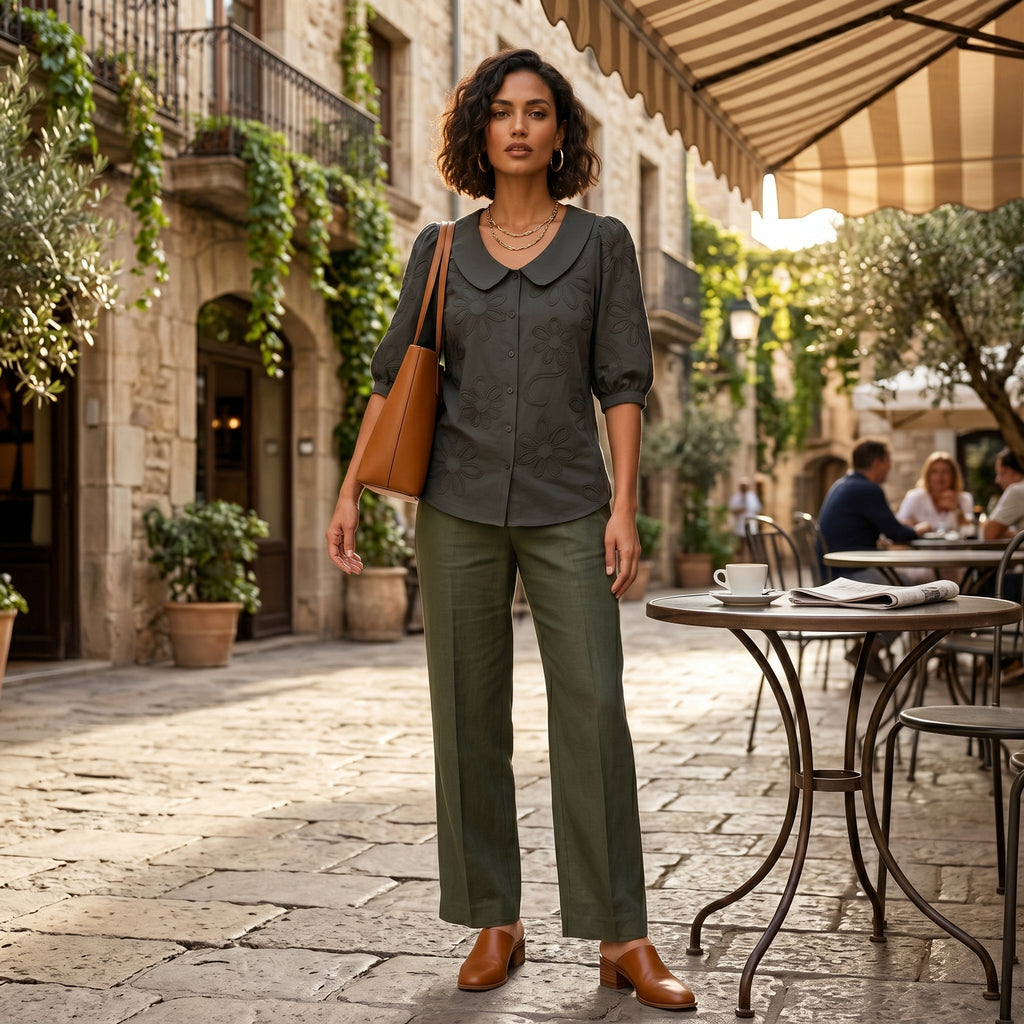 Alice - Blusa Romântica com Bordados de Margaridas