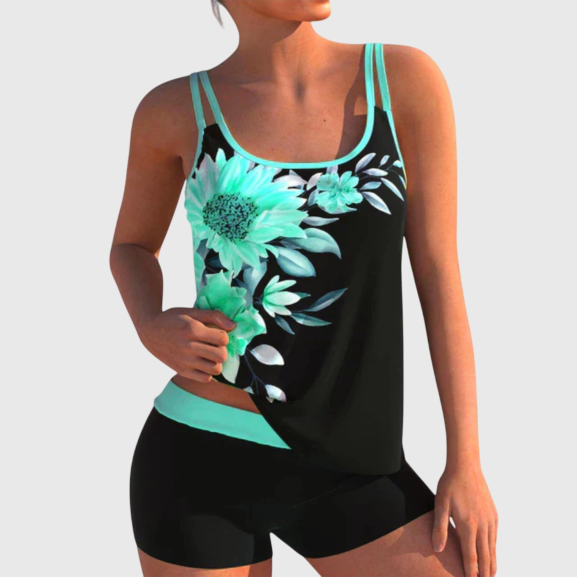 Flor – Cvjetni tankini s kratkim hlačama, učinak ravnog trbuha