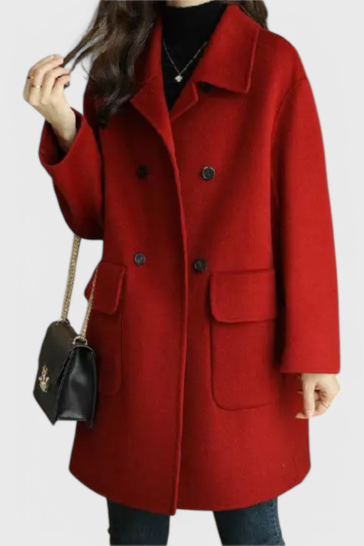 Camille | Klasičen volnen plašč z dvojno zapenjanjem