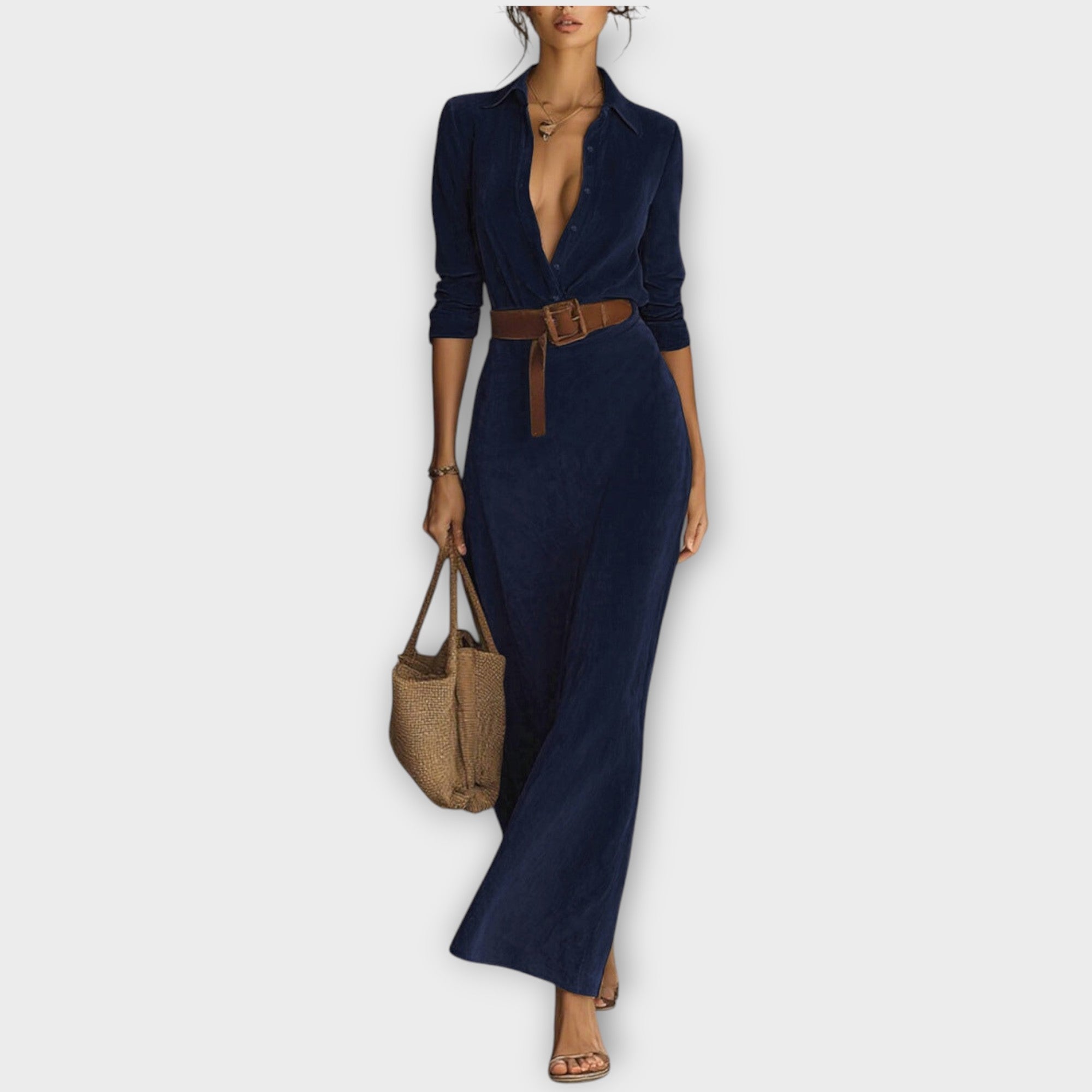 Elegante Suède Maxi Jurk voor Pasen