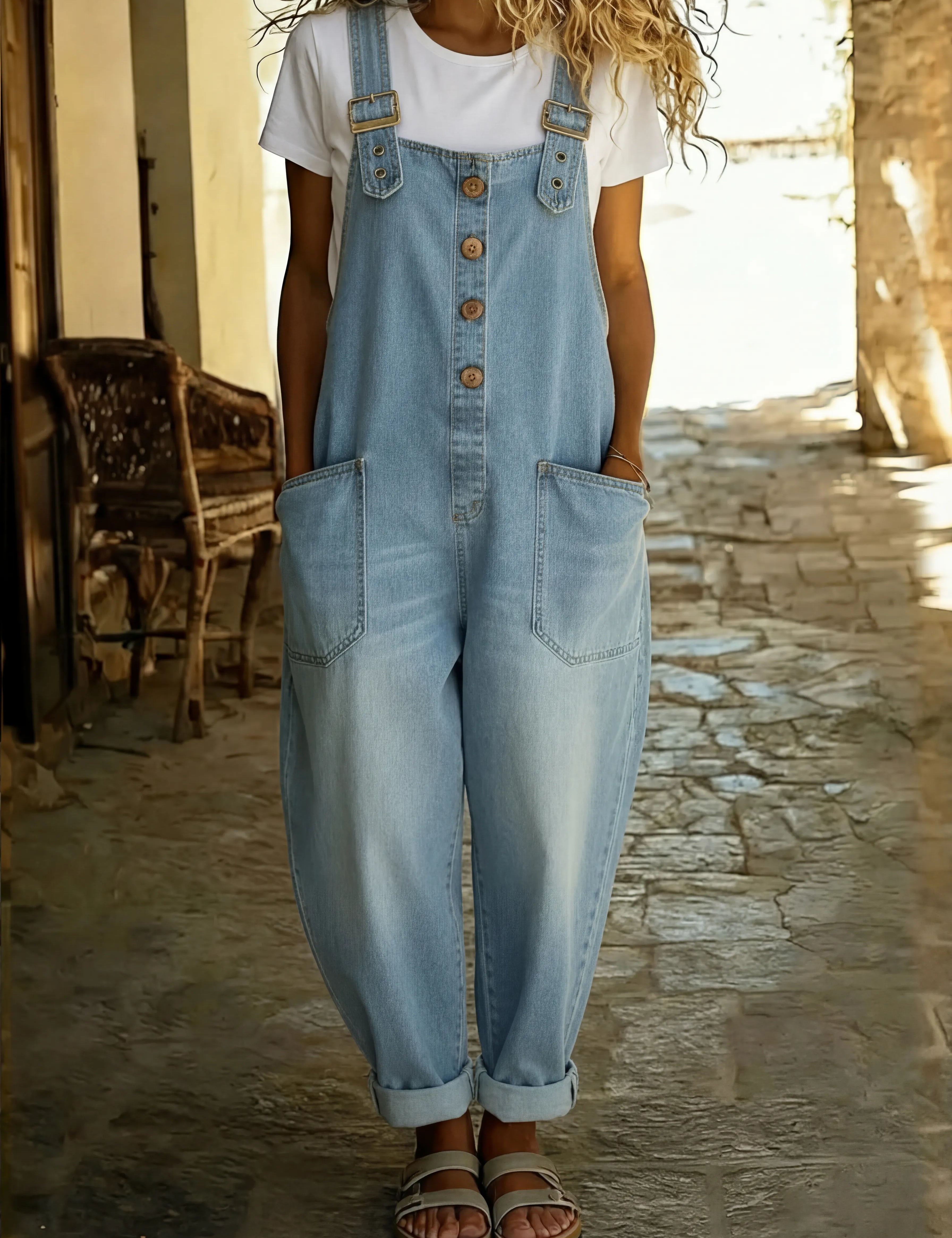 Rocio™ – Ležeren denim kombinezon z nastavljivo zaponko