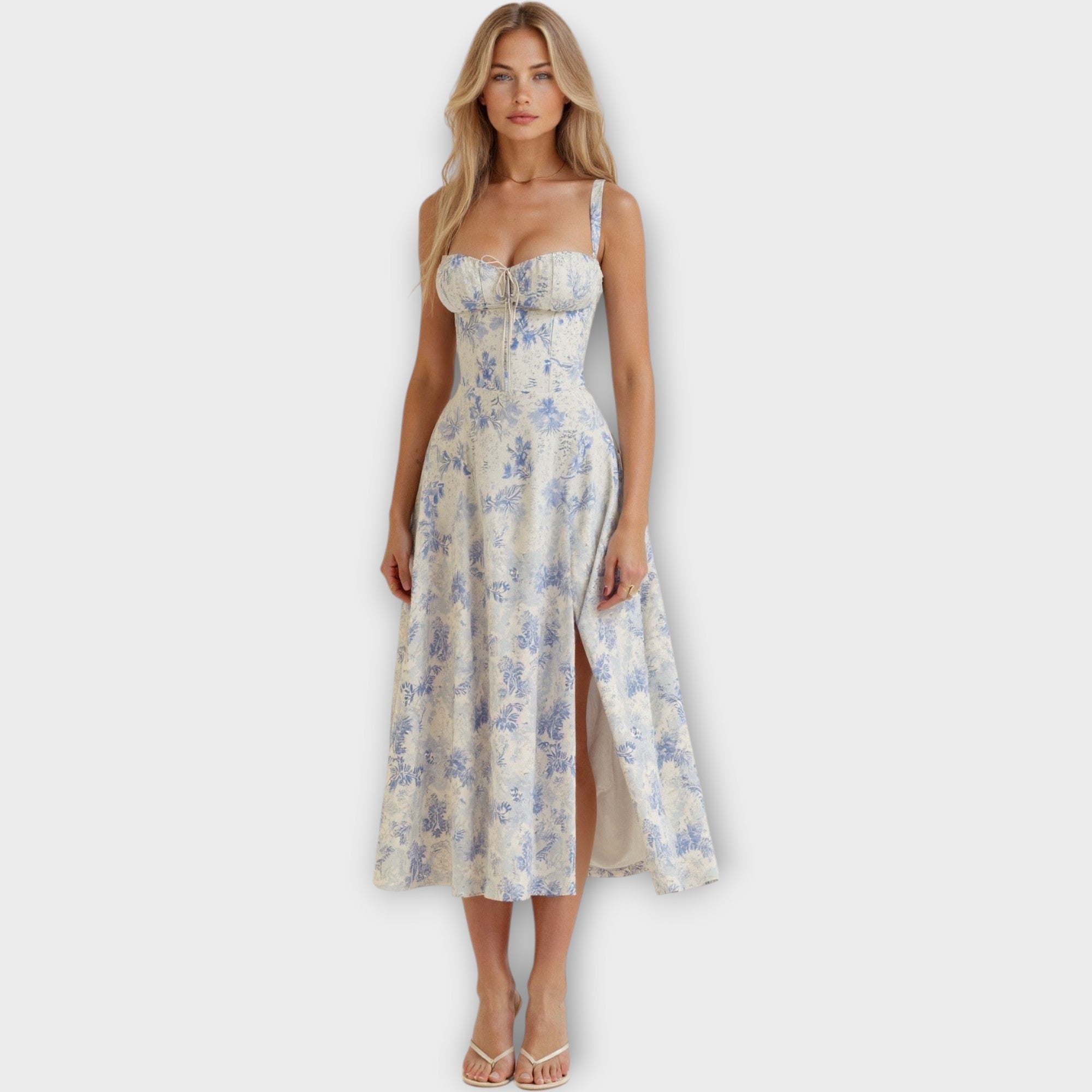 Korzetna midi obleka