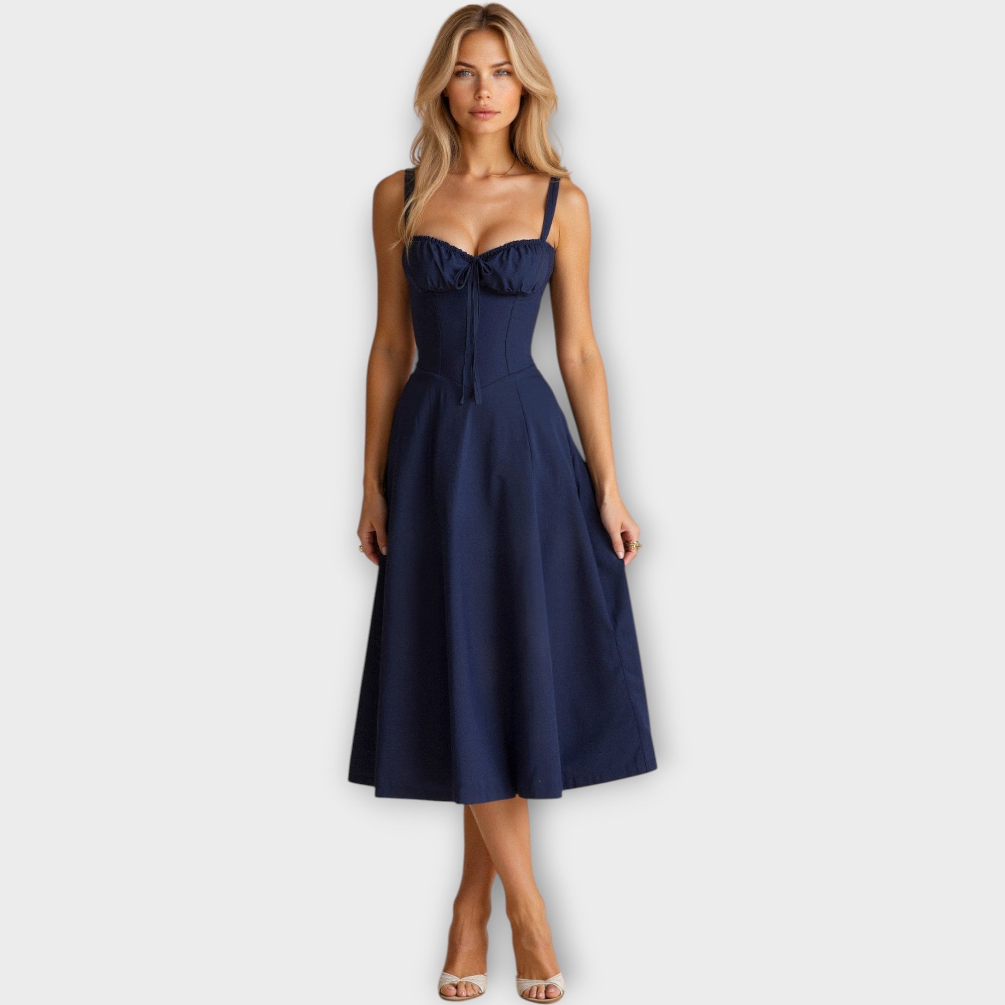 Korzetna midi obleka