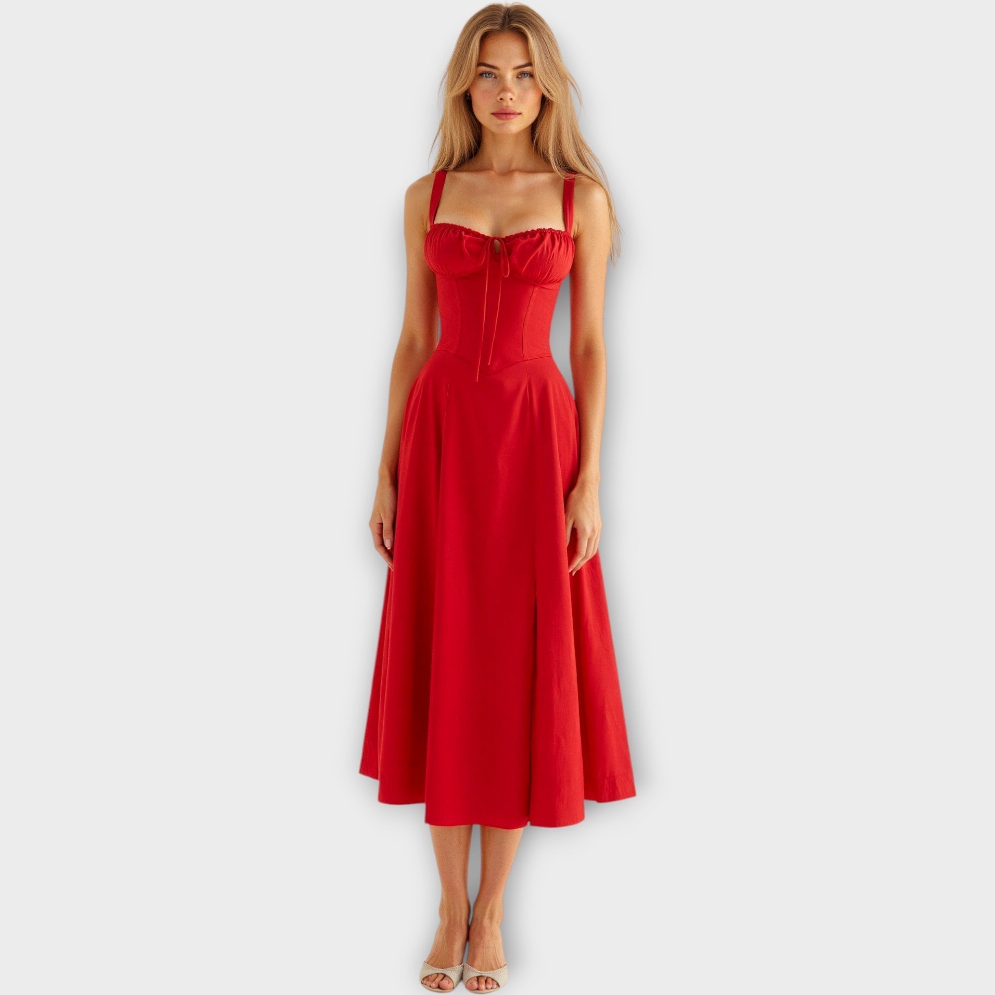 Korzetna midi obleka