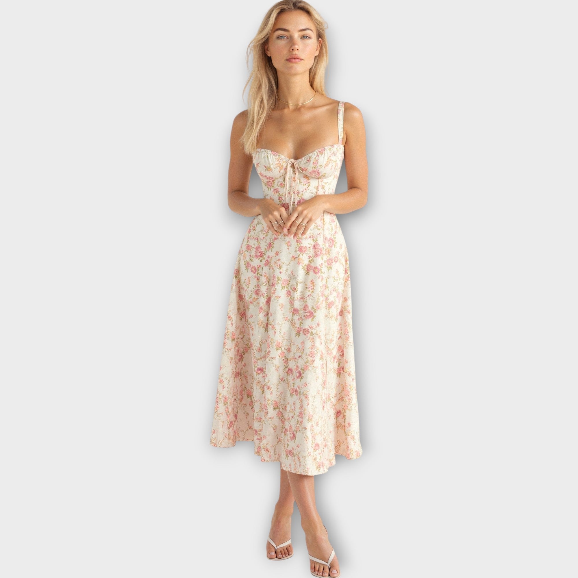 Korzetna midi obleka