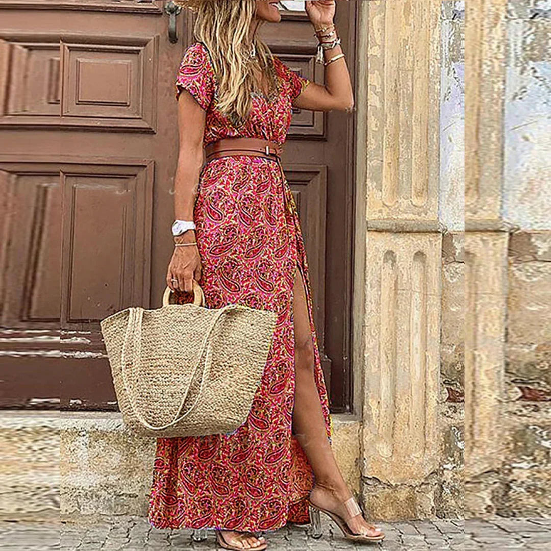 Júlia – Ležerna duga boho haljina s remenom