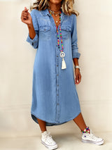 Helena - Vestido Camisa de Denim Casual Elegante