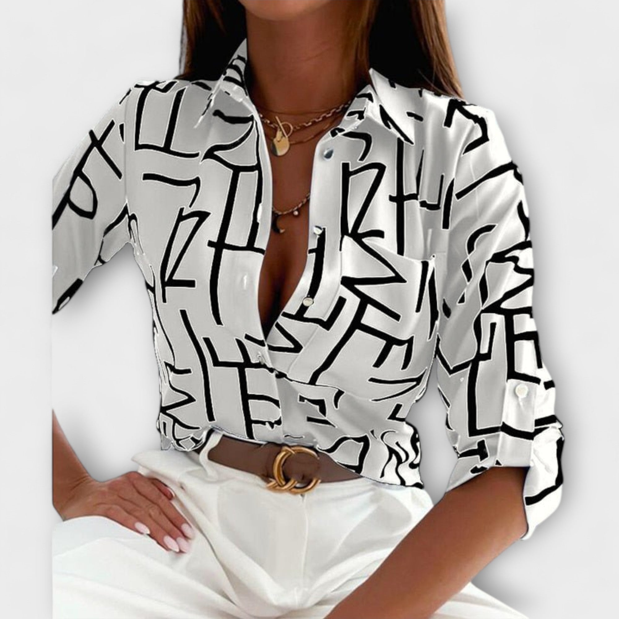 Ljubomira – Elegantna Geometrijska Bluza