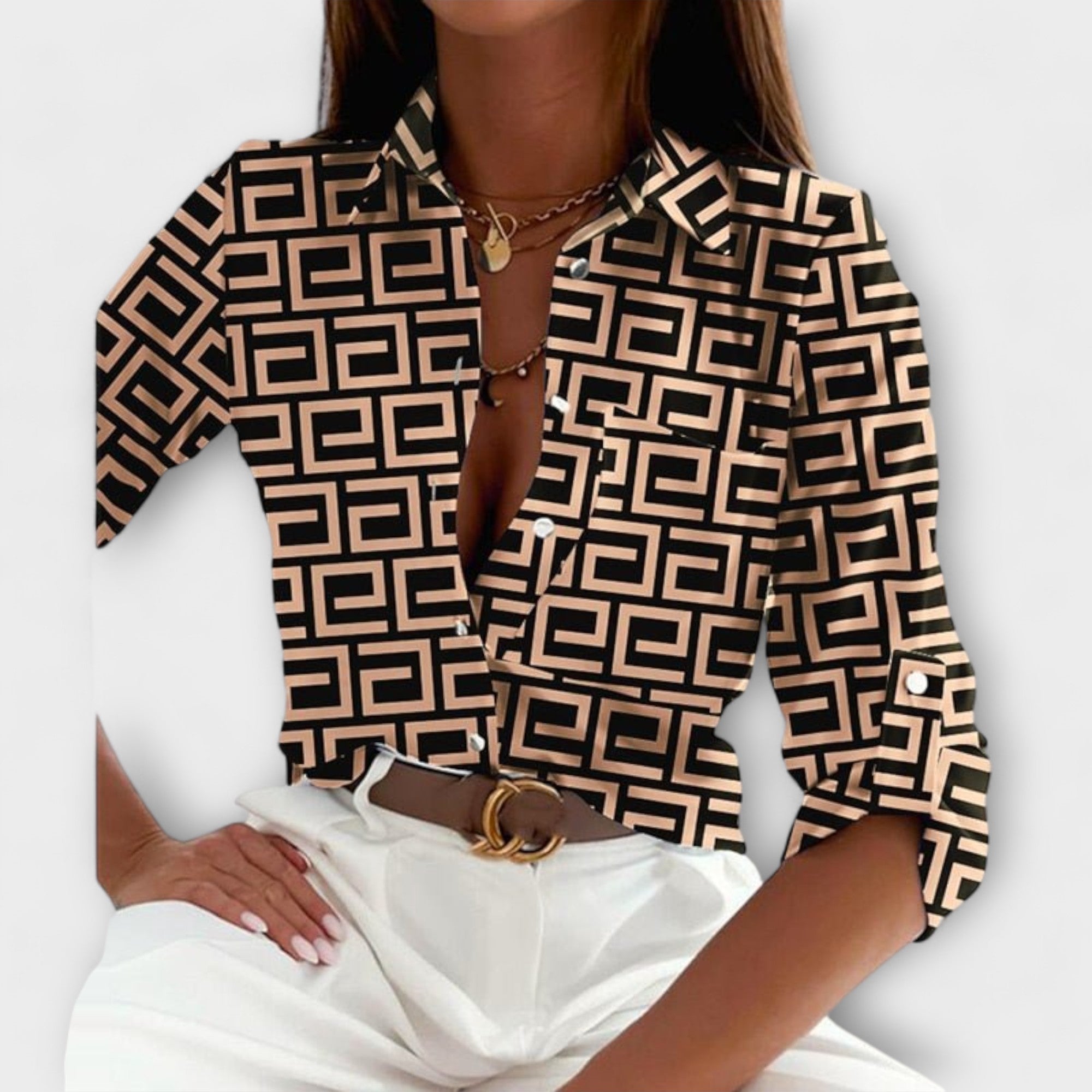 Ljubomira – Elegantna Geometrijska Bluza