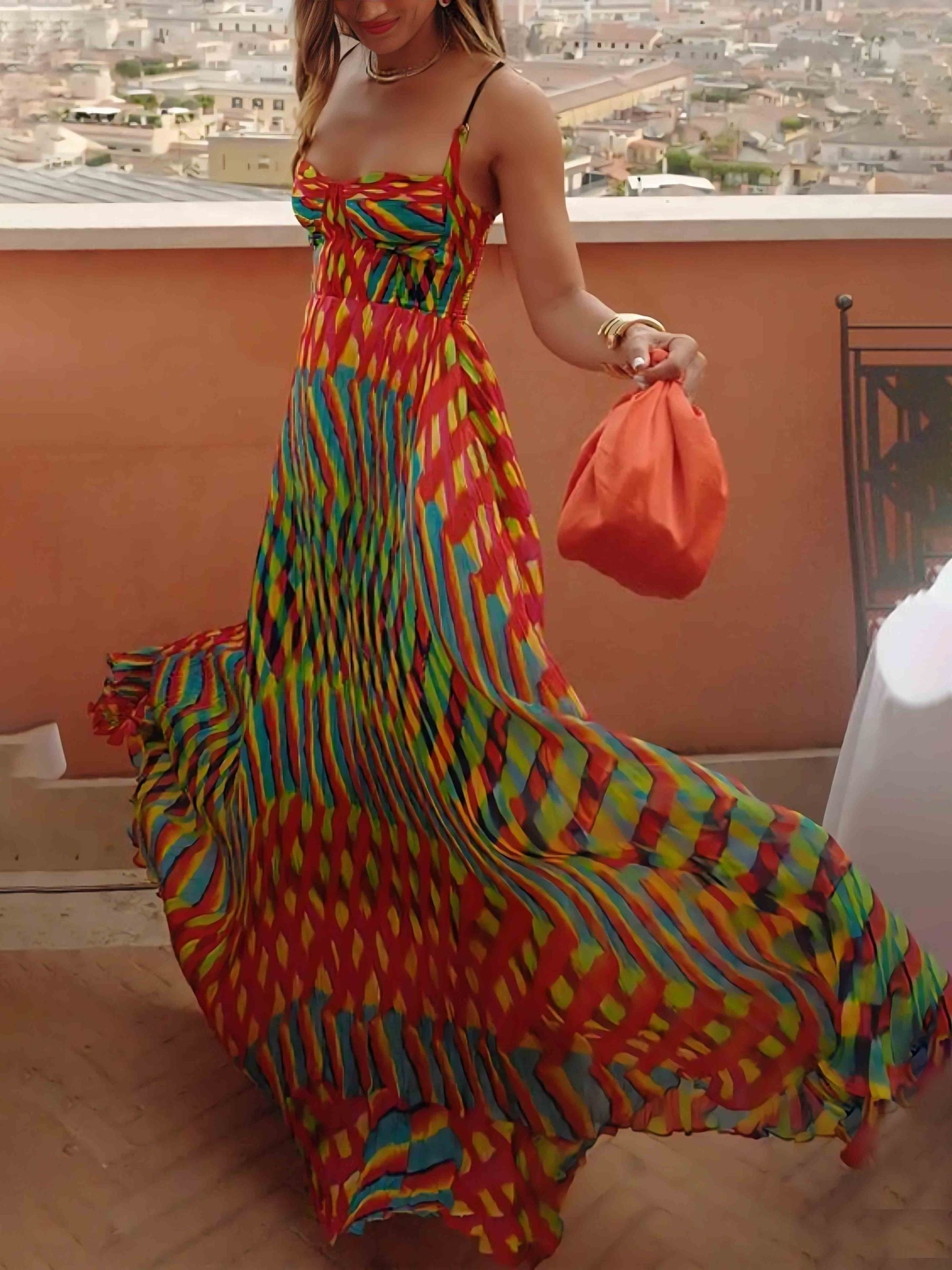 Aria - Vestido Maxi Estampado Abstrato